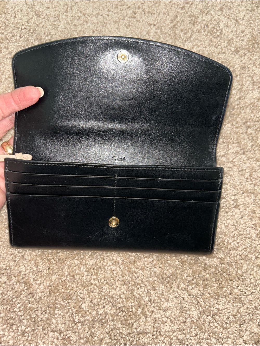 Chloe Black Leather Continental Wallet with Gold 'C' Hardware - Picture 11 of 16